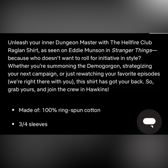 NETFLIX STRANGER THINGS HELLFIRE CLUB RAGLAN TEE SIZE XSMSLL UNISEX - Picture 8 of 8